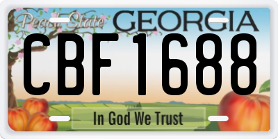 GA license plate CBF1688