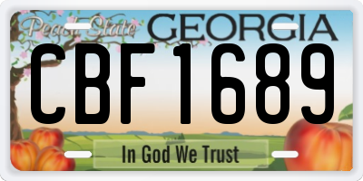 GA license plate CBF1689