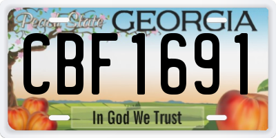 GA license plate CBF1691