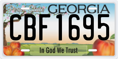 GA license plate CBF1695