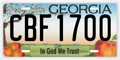 GA license plate CBF1700