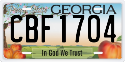 GA license plate CBF1704