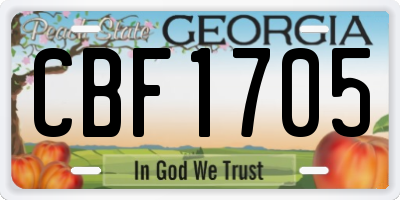 GA license plate CBF1705