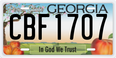 GA license plate CBF1707