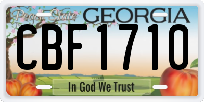 GA license plate CBF1710