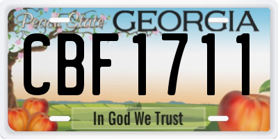 GA license plate CBF1711