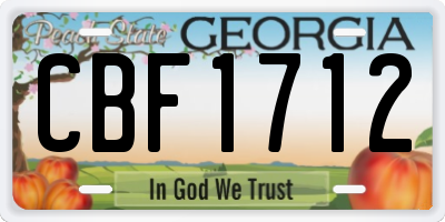 GA license plate CBF1712