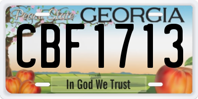 GA license plate CBF1713
