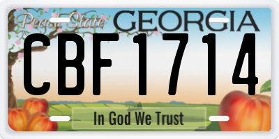 GA license plate CBF1714