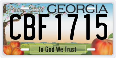 GA license plate CBF1715