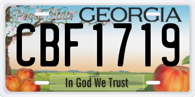 GA license plate CBF1719