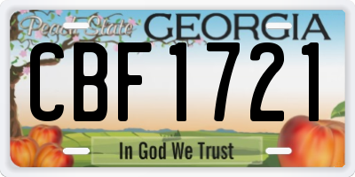 GA license plate CBF1721