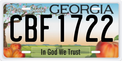 GA license plate CBF1722