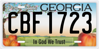 GA license plate CBF1723