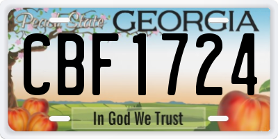 GA license plate CBF1724