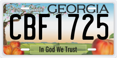 GA license plate CBF1725