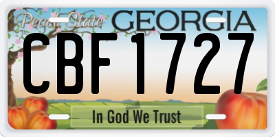 GA license plate CBF1727