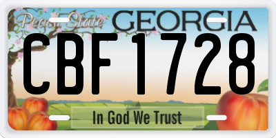 GA license plate CBF1728