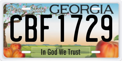 GA license plate CBF1729