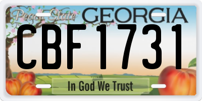 GA license plate CBF1731