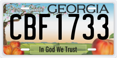 GA license plate CBF1733