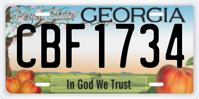 GA license plate CBF1734