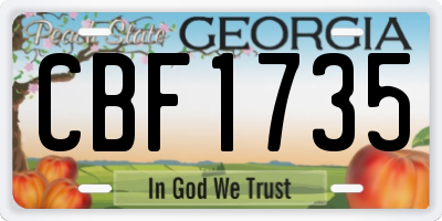 GA license plate CBF1735