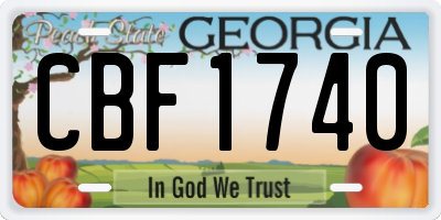 GA license plate CBF1740