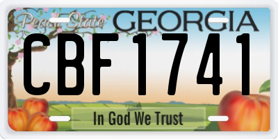 GA license plate CBF1741