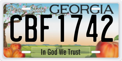 GA license plate CBF1742