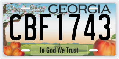 GA license plate CBF1743