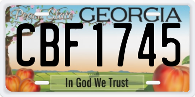 GA license plate CBF1745