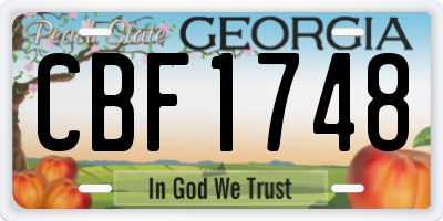 GA license plate CBF1748