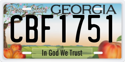 GA license plate CBF1751