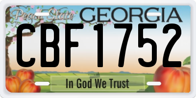 GA license plate CBF1752