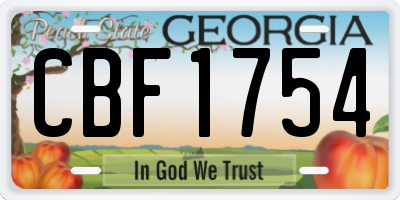GA license plate CBF1754