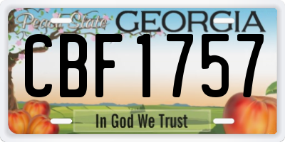 GA license plate CBF1757
