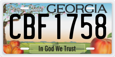 GA license plate CBF1758