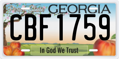 GA license plate CBF1759