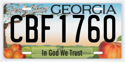 GA license plate CBF1760