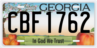 GA license plate CBF1762