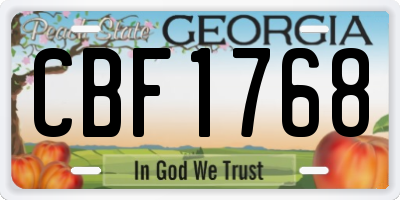 GA license plate CBF1768