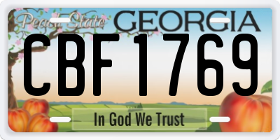 GA license plate CBF1769