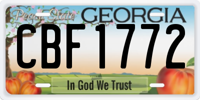 GA license plate CBF1772