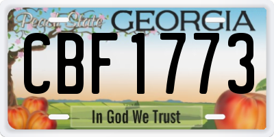 GA license plate CBF1773