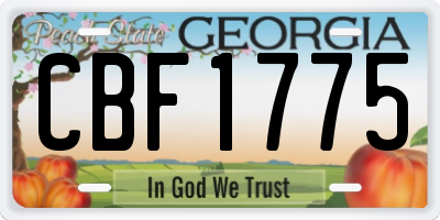 GA license plate CBF1775