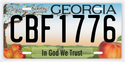 GA license plate CBF1776