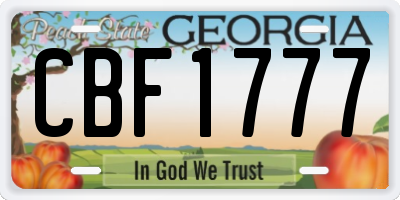 GA license plate CBF1777