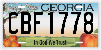 GA license plate CBF1778
