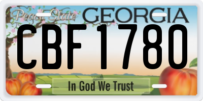GA license plate CBF1780